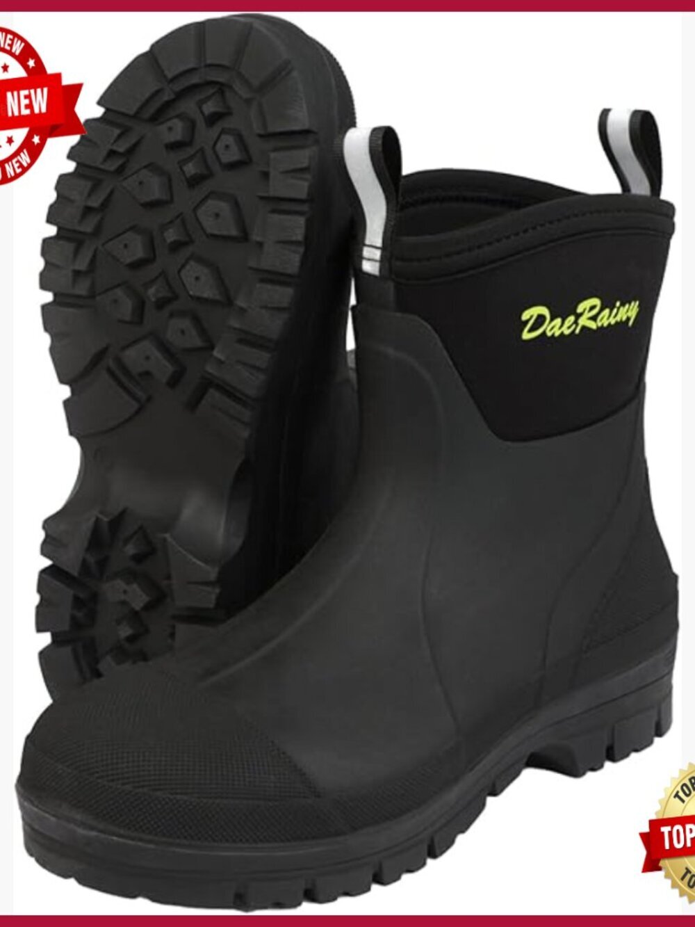 Women's Ankle Rain Boots Waterproof Garden Shoes Neoprene Rubber Pull-On